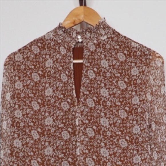 Sezane Olivia Long Sleeve Dress in Flora Moka - Picture 5 of 10